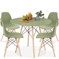 5-Piece Dining Set with 4 Chairs, Plastic Seats, Wooden Legs, Metal Frame H545114