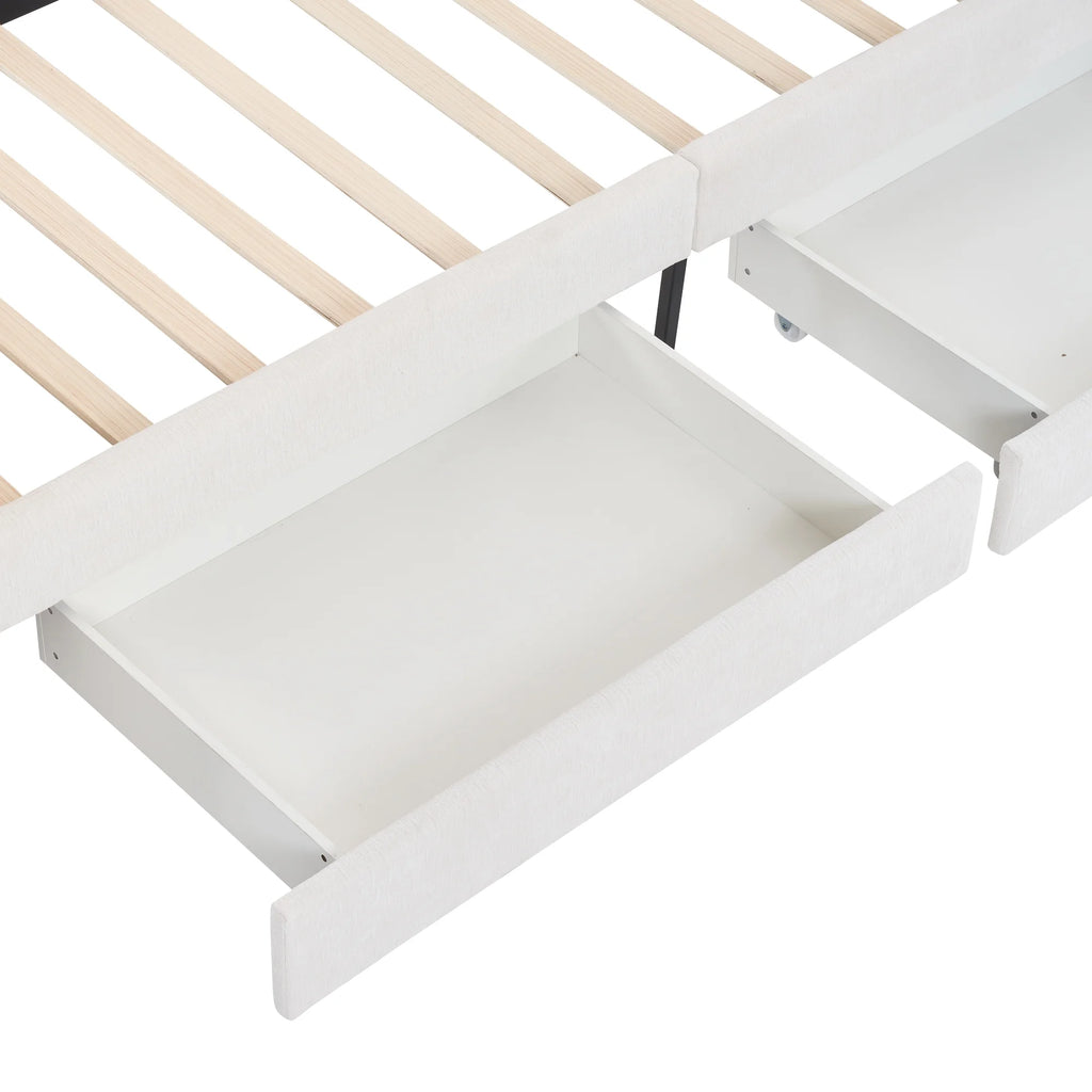 Upholstered Twin Bed with 2 Drawers D94670