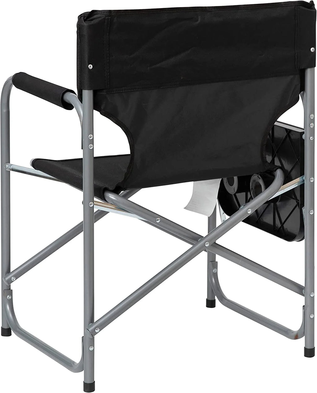 Black Folding Camping Chair with Side Table and Cup Holder W60049