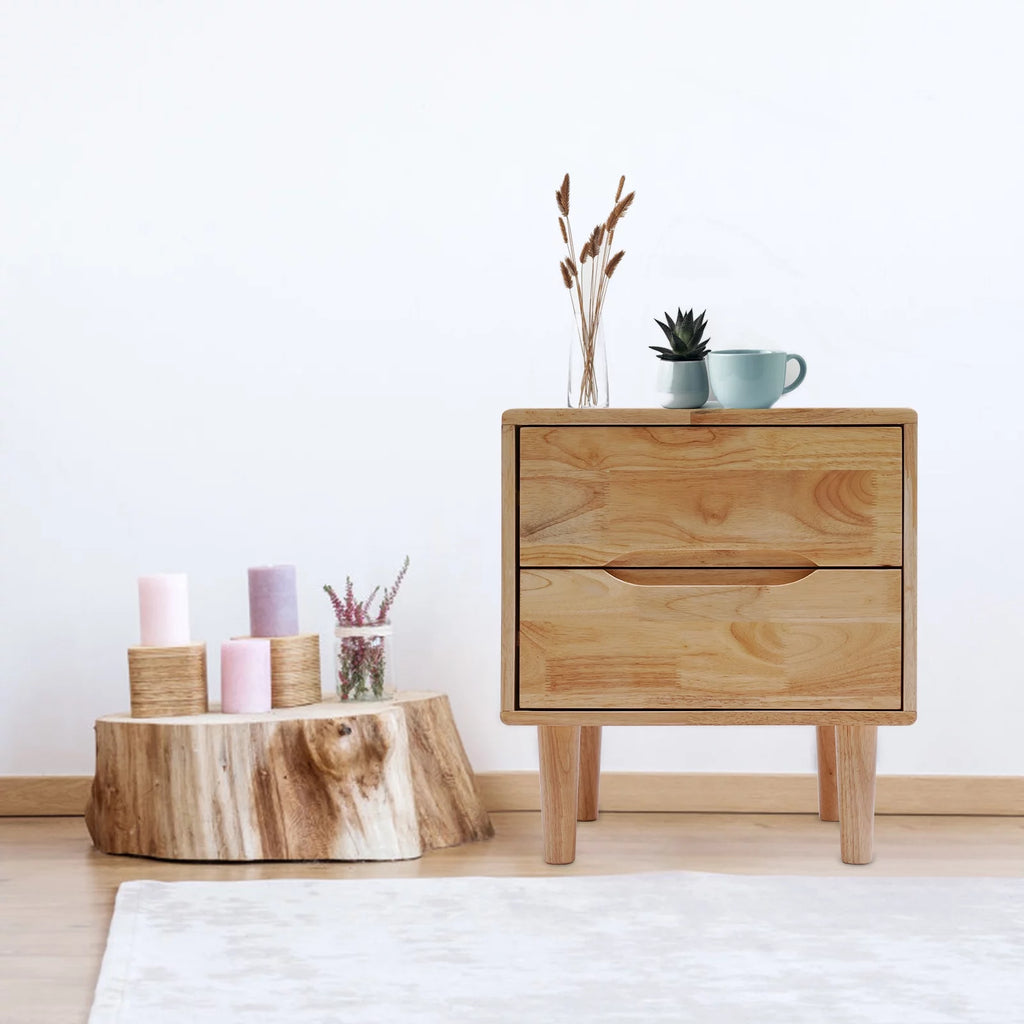 Solid Wood Nightstands with 2 Drawers O4881