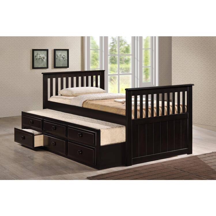 White Twin Size Captain's Bed with 3-Drawer Storage E699489