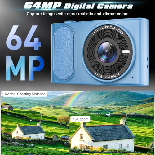 4K UHD 64MP Compact Digital Point and Shoot Camera with 32GB Card G8126