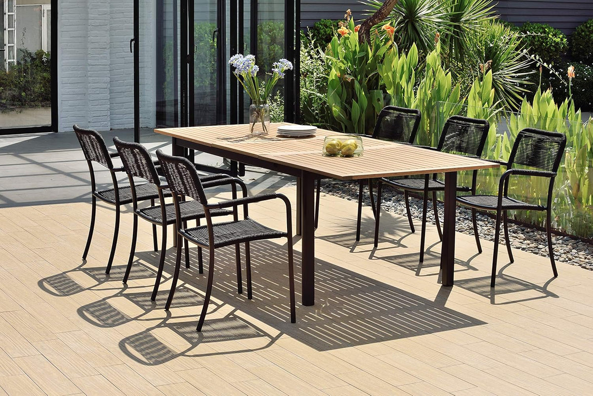 11-Piece Eucalyptus Wood Outdoor Rectangular Dining Table Set Y31881