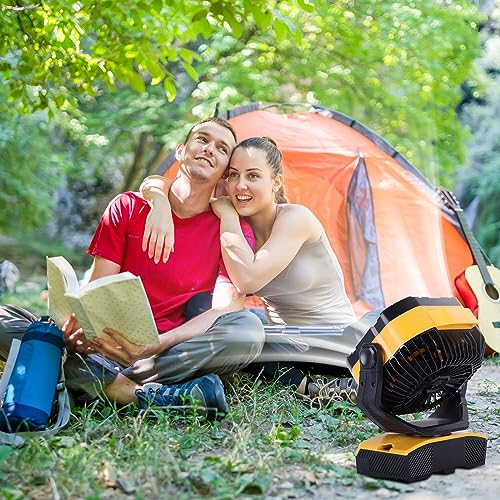 20000mAh Oscillating Portable Rechargeable Camping Fan with Light Hook D52092
