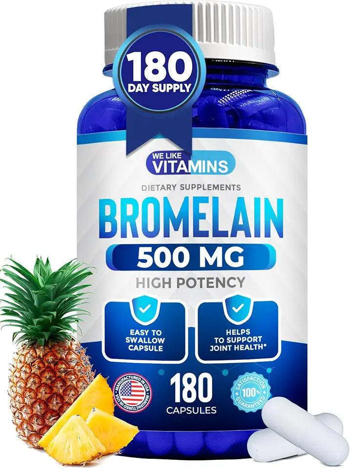Bromelain 500mg Pineapple Extract Capsules 180 Capsules V741