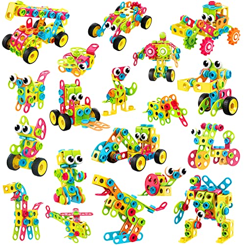 195 Pcs STEM Building Blocks Toy Set with Storage Box U723192