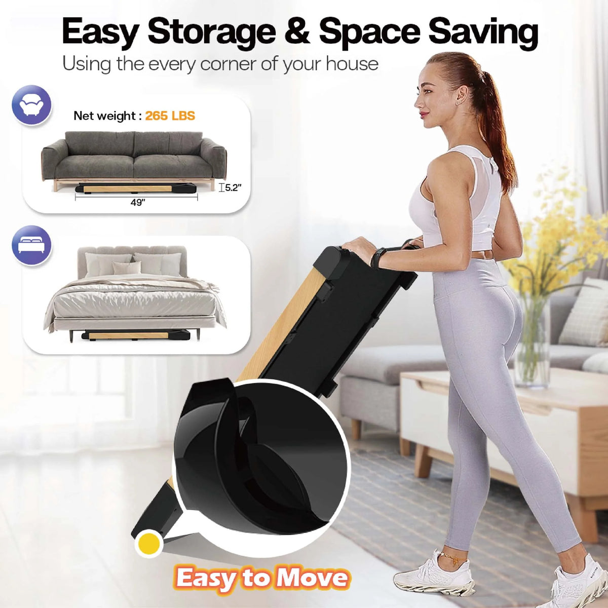 Under Desk Treadmill 245 lb Capacity 4 mph Speed C77300