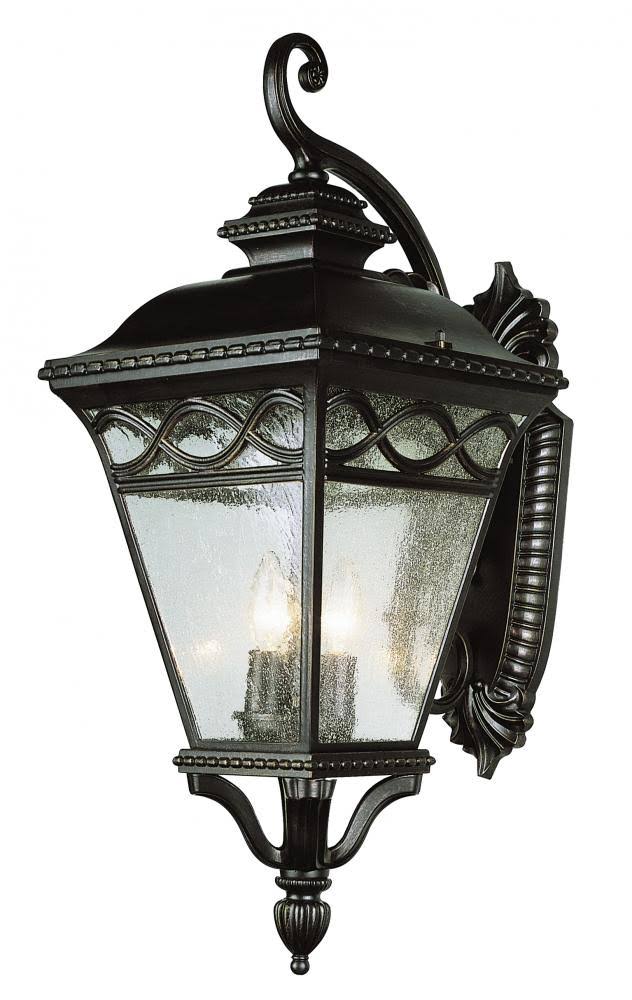 Three Light Rust Clear Seeded Glass Wall Lantern S55252