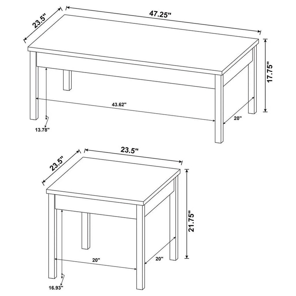 3-piece Pine and White Wood Coffee Table Set U9700