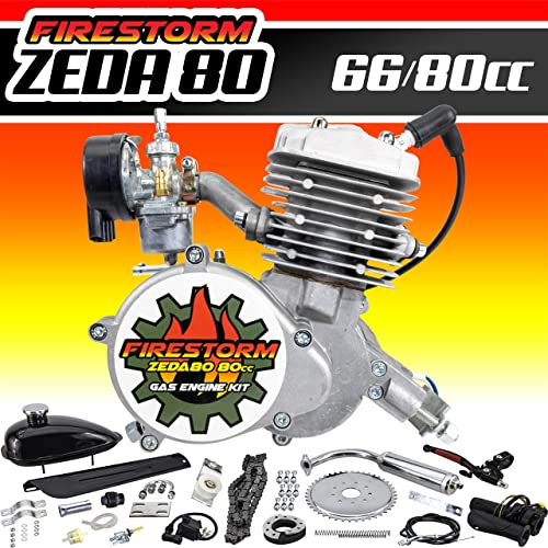 80cc Motorized Bicycle Engine Kit Ceramic Coated Cylinder Silver 36 Tooth S646