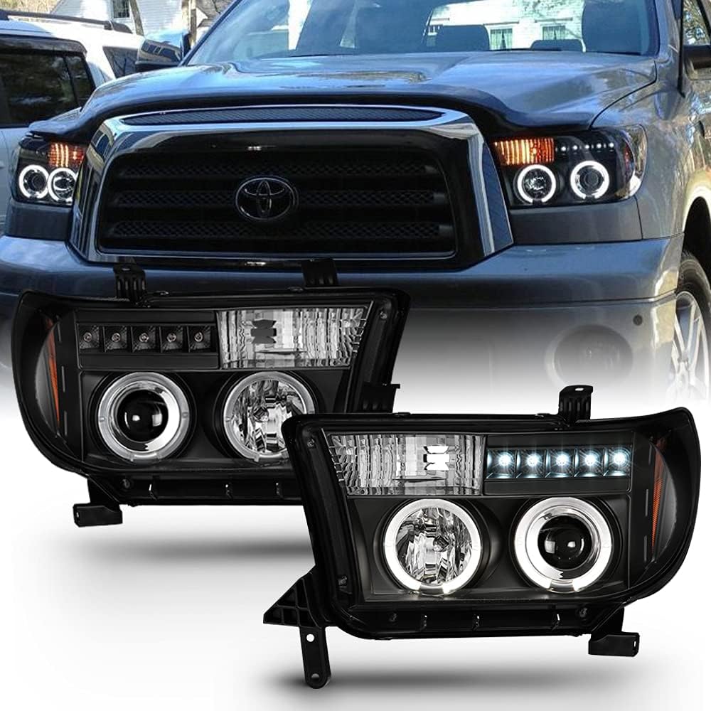For 2007-2013 Toyota Tundra LED Halo Chrome Housing Projector Headlights Left+Right W40025
