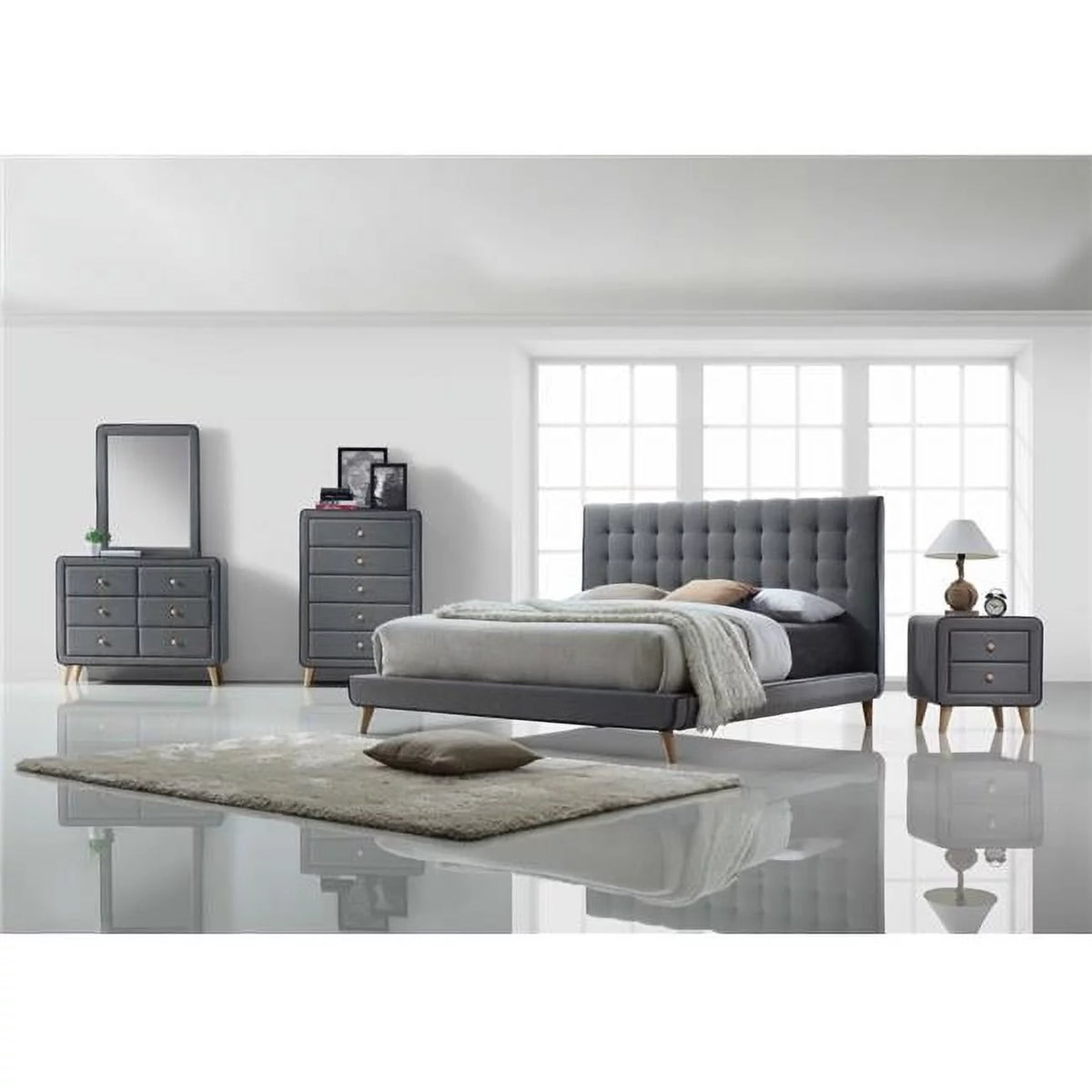 Light Gray Fabric Dresser J287