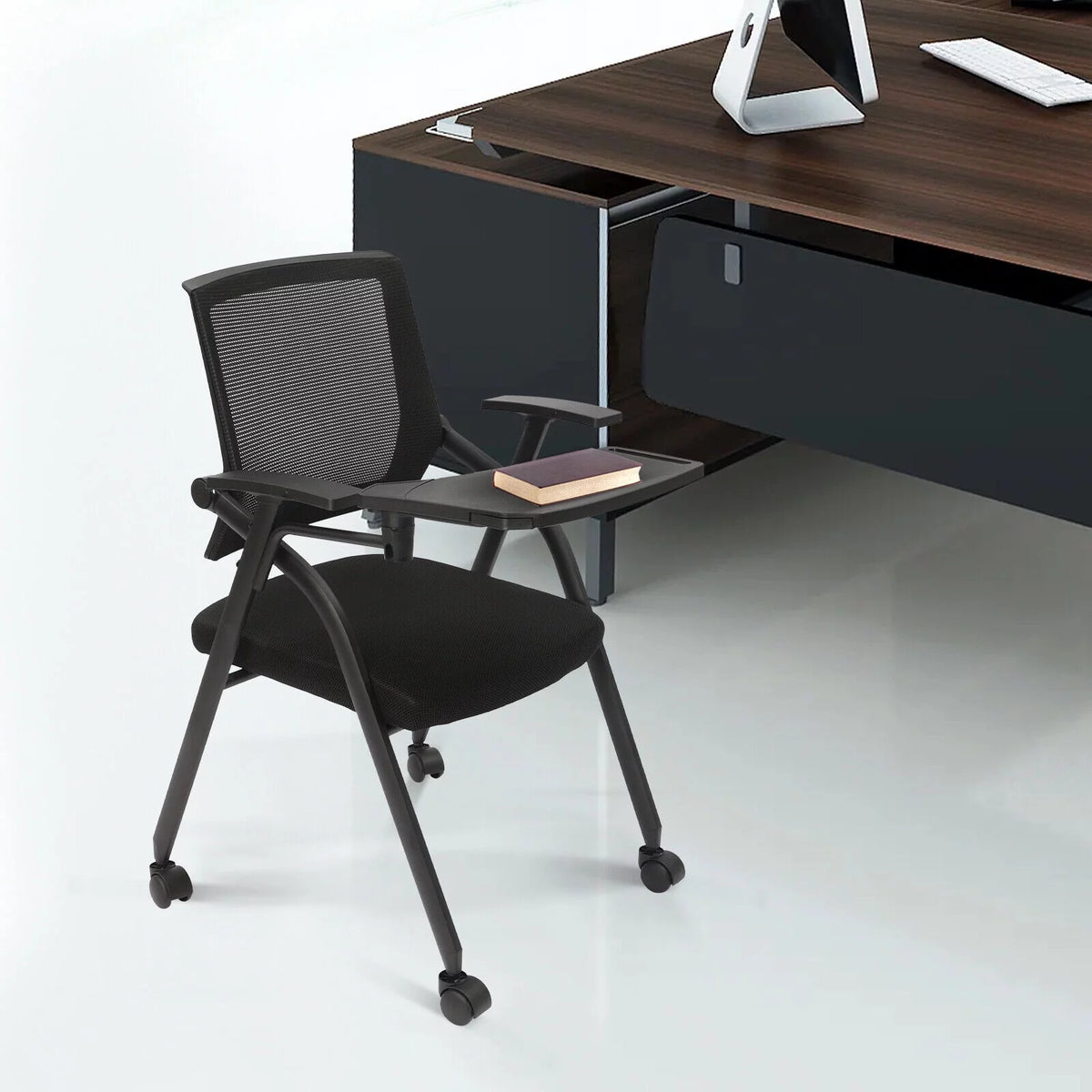 Office Reception Chair with Flip-Up Tablet Arm Q739382