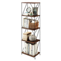 5-Tier Walnut Brown Wooden Storage Shelf with Metal Frame Y738737