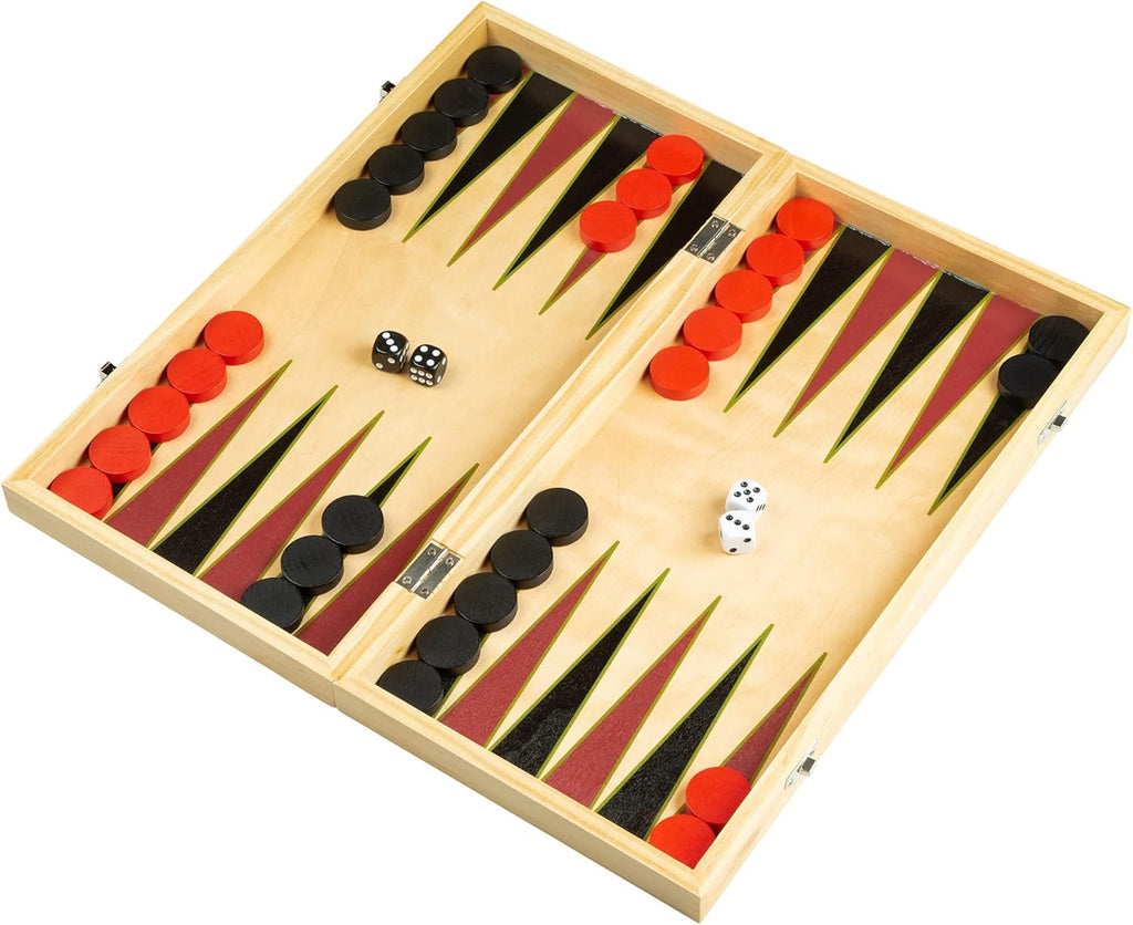 16'' Wooden Chess Checkers Backgammon Set Y292765