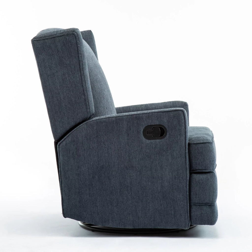 Beige Chenille Wingback Swivel Glider Recliner P54596