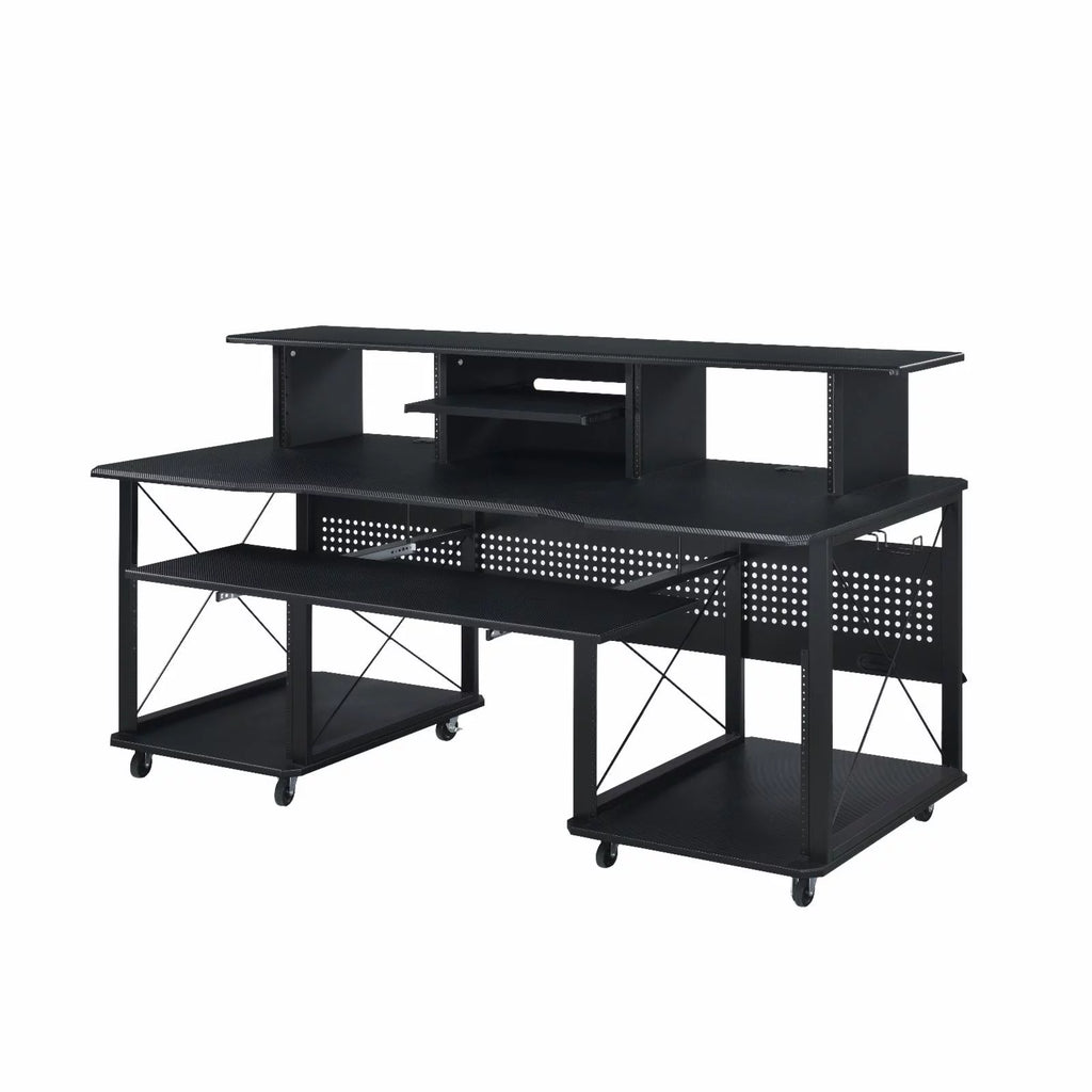 Black Music Desk with Shelves B4124