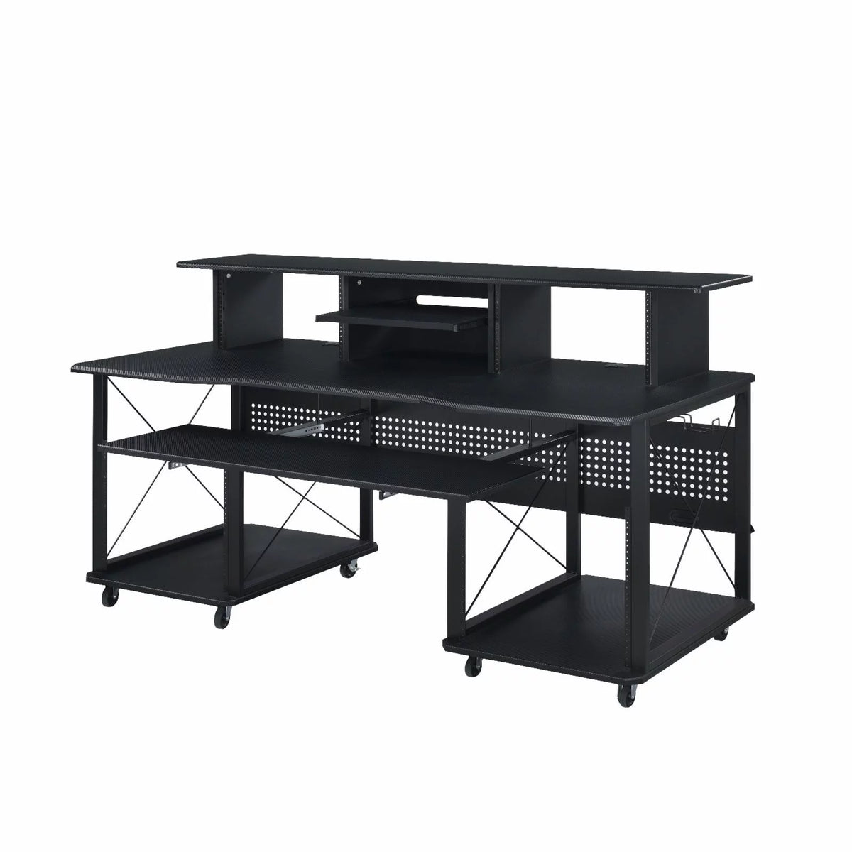 Black Music Desk with Shelves B4124