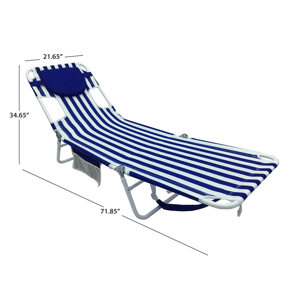 Blue & White Stripe Folding Beach Lounger 2-Pack I42607