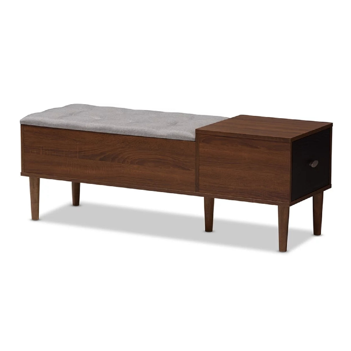 Oak and Dark Brown Wood 1-drawer Storage Bench A331