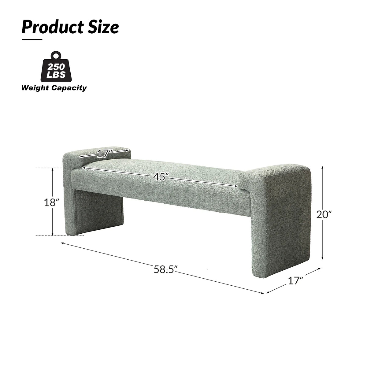 58" Chenille Fabric Upholstered Ottoman Bench Z24619