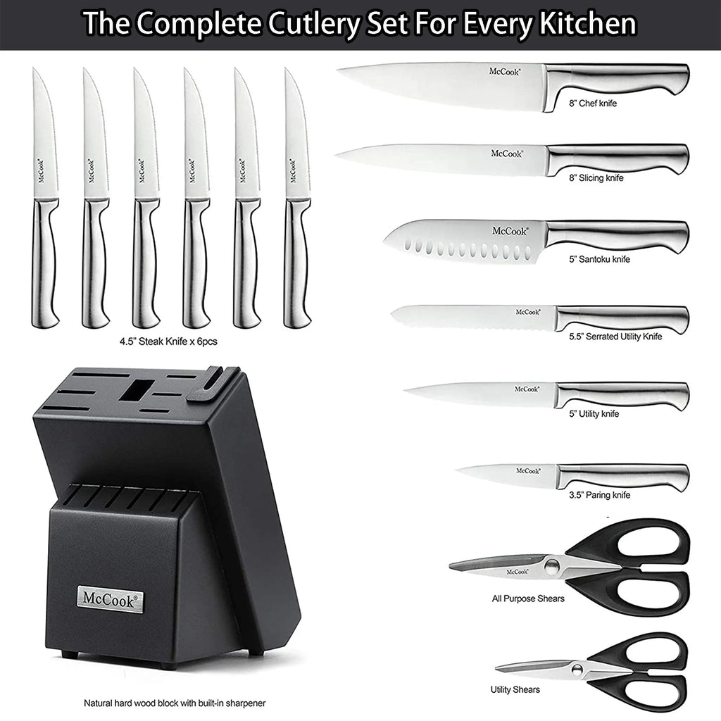 15 Pieces Kitchen Knife Set with Block D4561