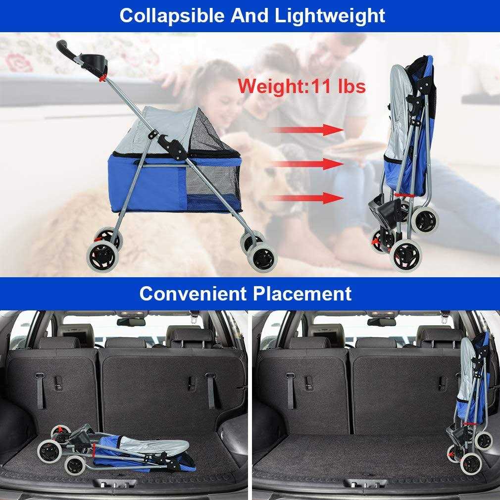 4 Wheels Folding Waterproof Pet Stroller with Cup Holder T20487