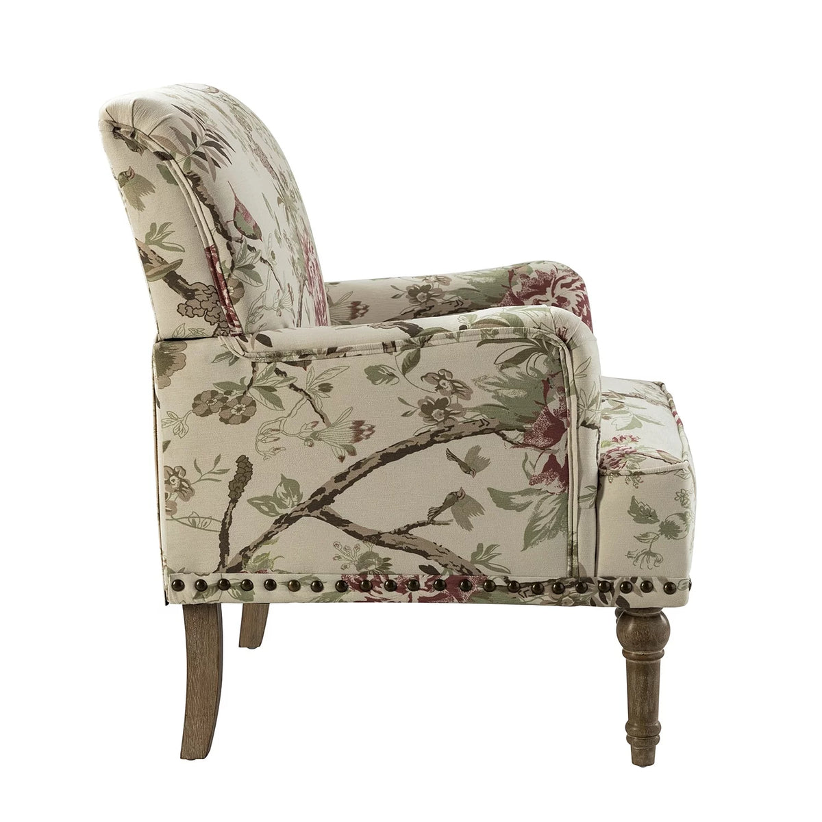 Navy Floral Upholstered Accent Armchair M432