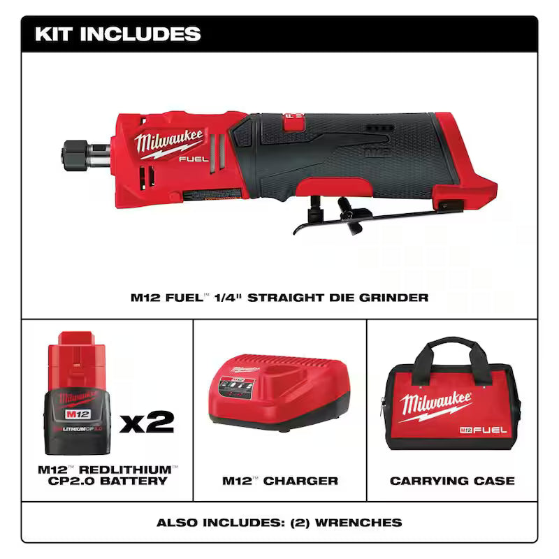 12V Lithium-Ion Brushless Cordless 1/4 in. Straight Die Grinder Kit H736