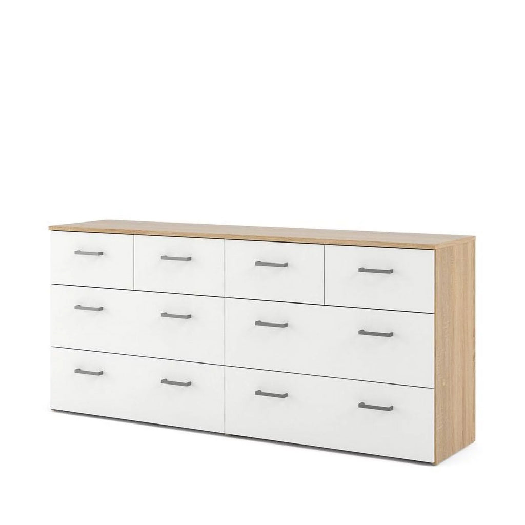 Oak Structure White 8 Drawer Double Dresser Q76413