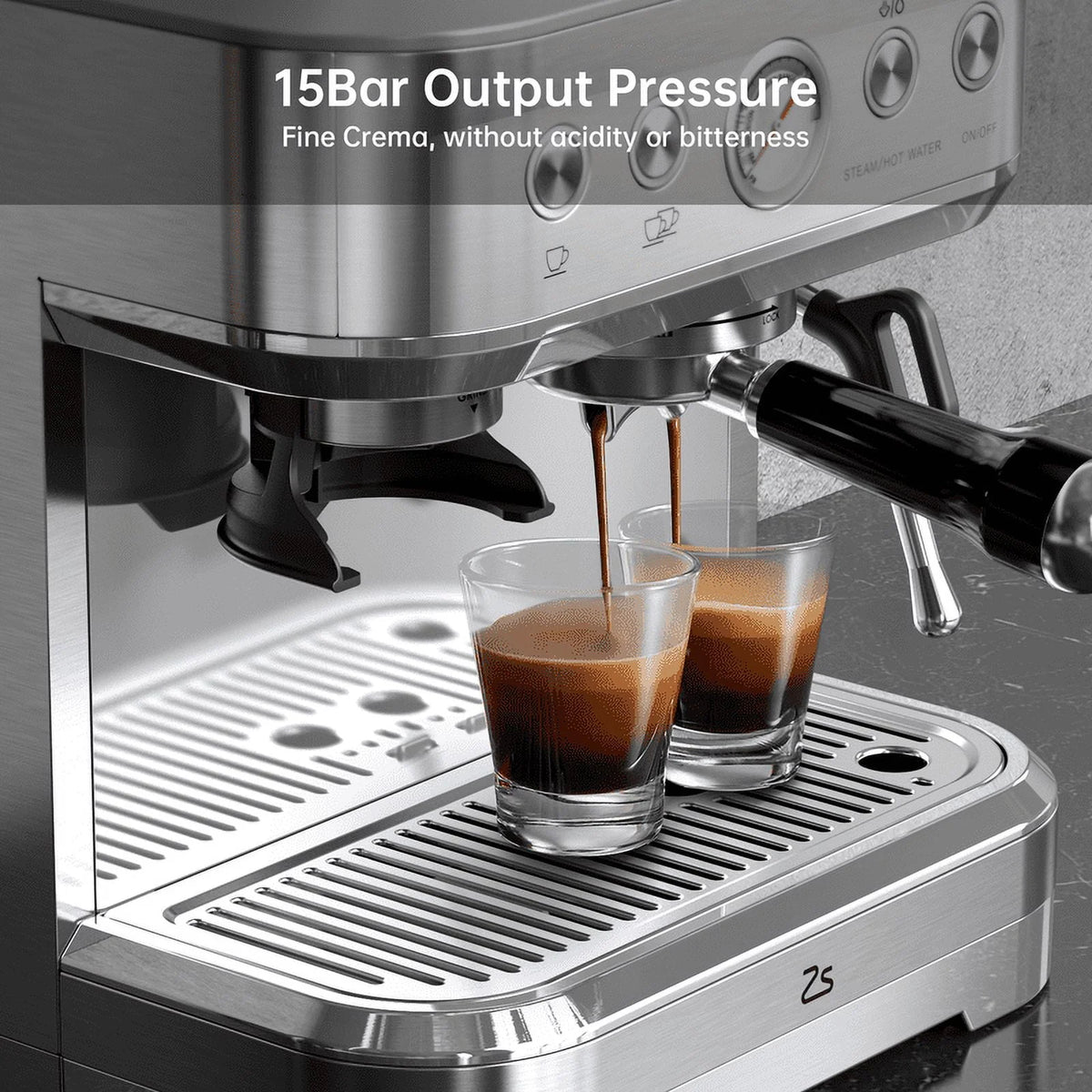 Espresso Machine with Grinder & Milk Frother, 15 Bar Coffee Maker X32304