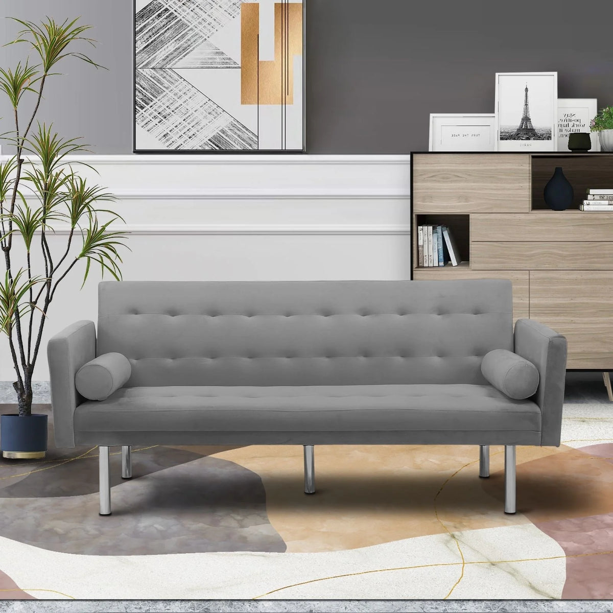 68.5" Velvet Convertible Sleeper Sofa U64910