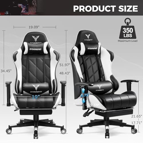 Cow Print Ergonomic Gaming Chair with Footrest Y306210
