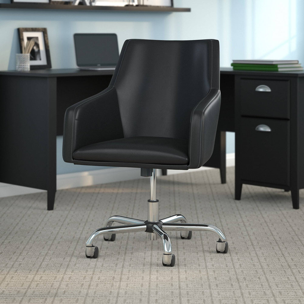 Black Leather Box Chair N219