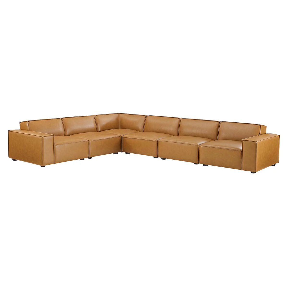 Tan 6-Piece Vegan Leather Sectional Sofa C78729