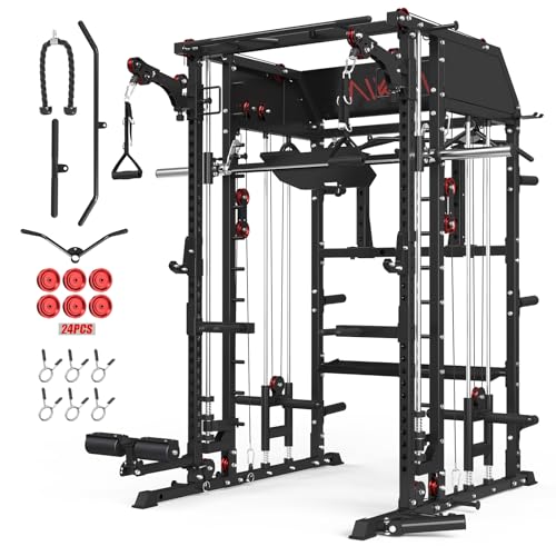 Smith Machine Power Cage with Dual Pulley System and Leg Press Attachment G3986