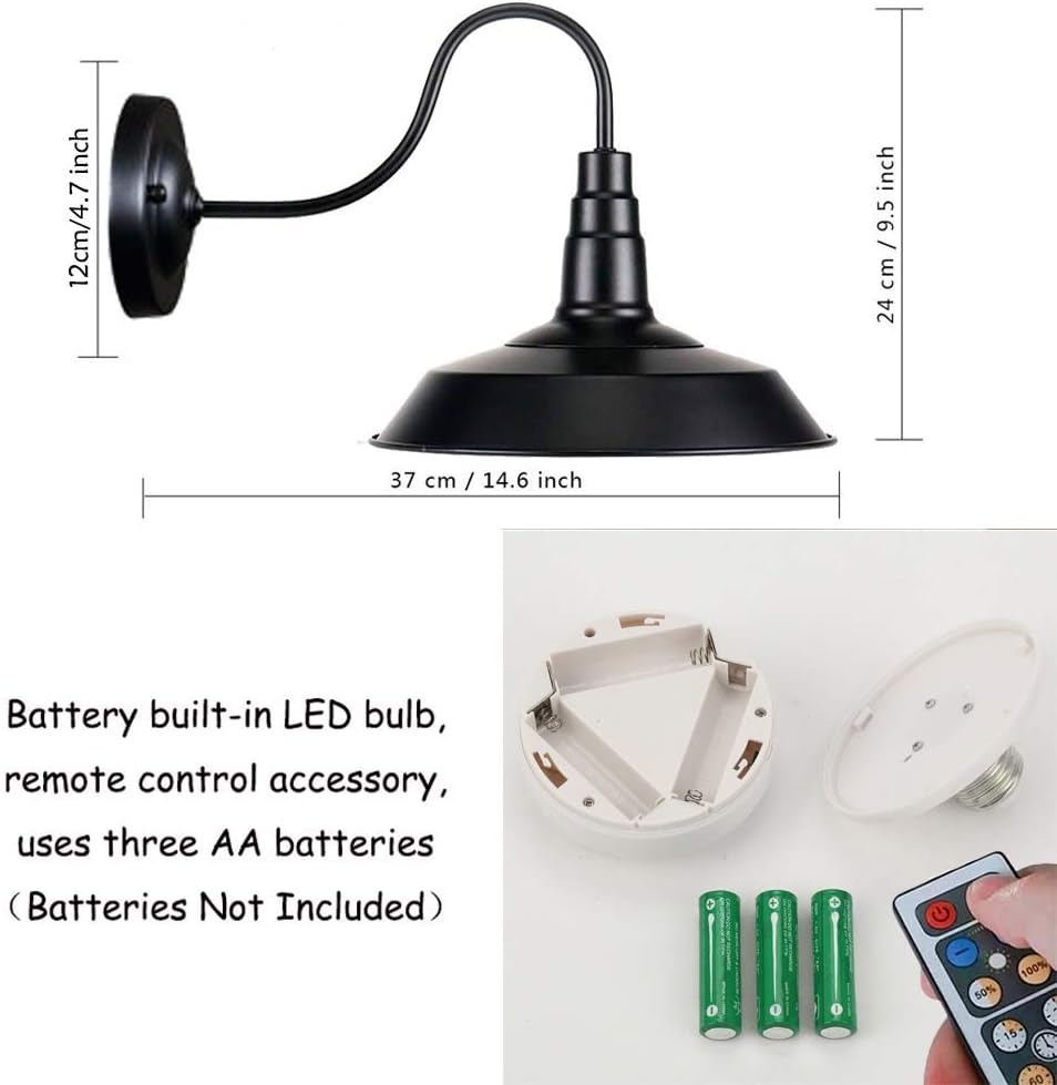 Black Battery Run Remote Control Wall Lamp F4314