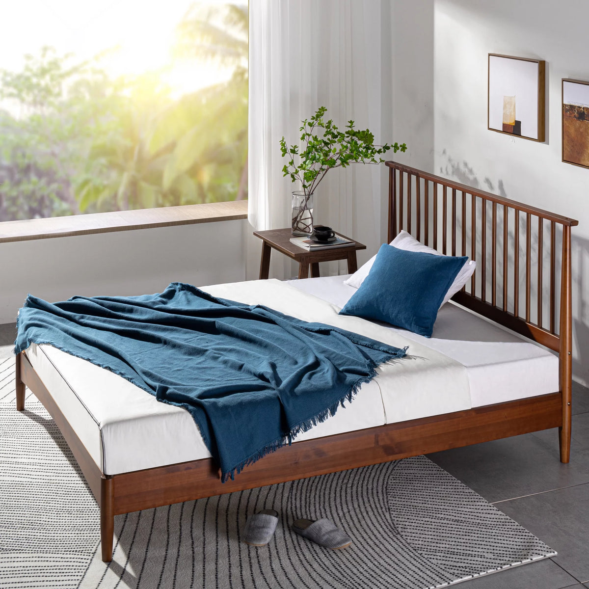 Queen Wood Platform Bed Frame D3682