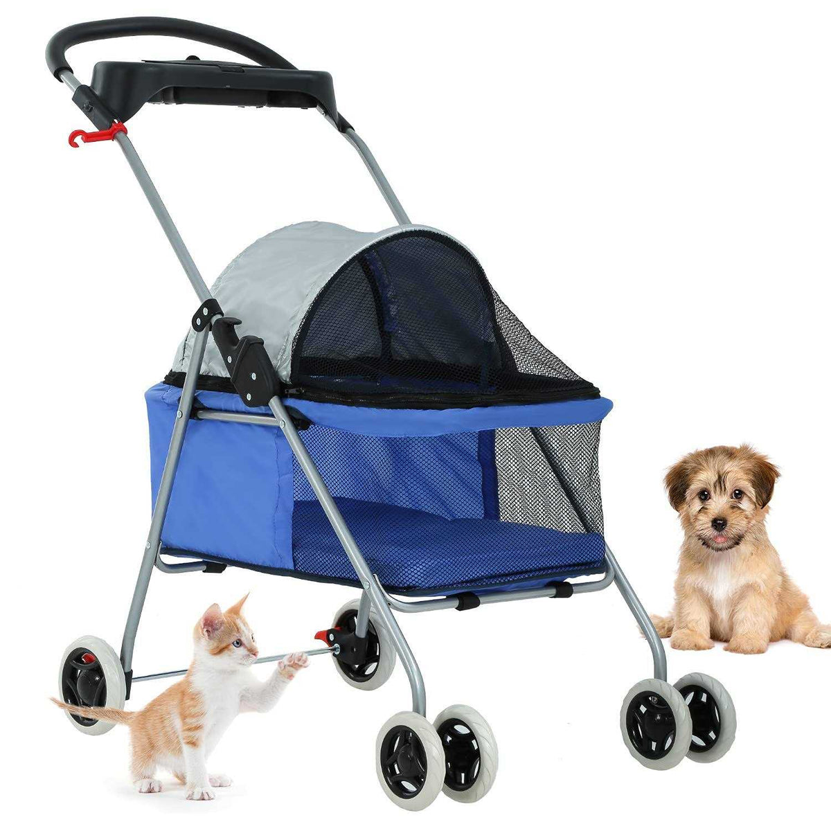 4 Wheels Folding Waterproof Pet Stroller with Cup Holder T20487