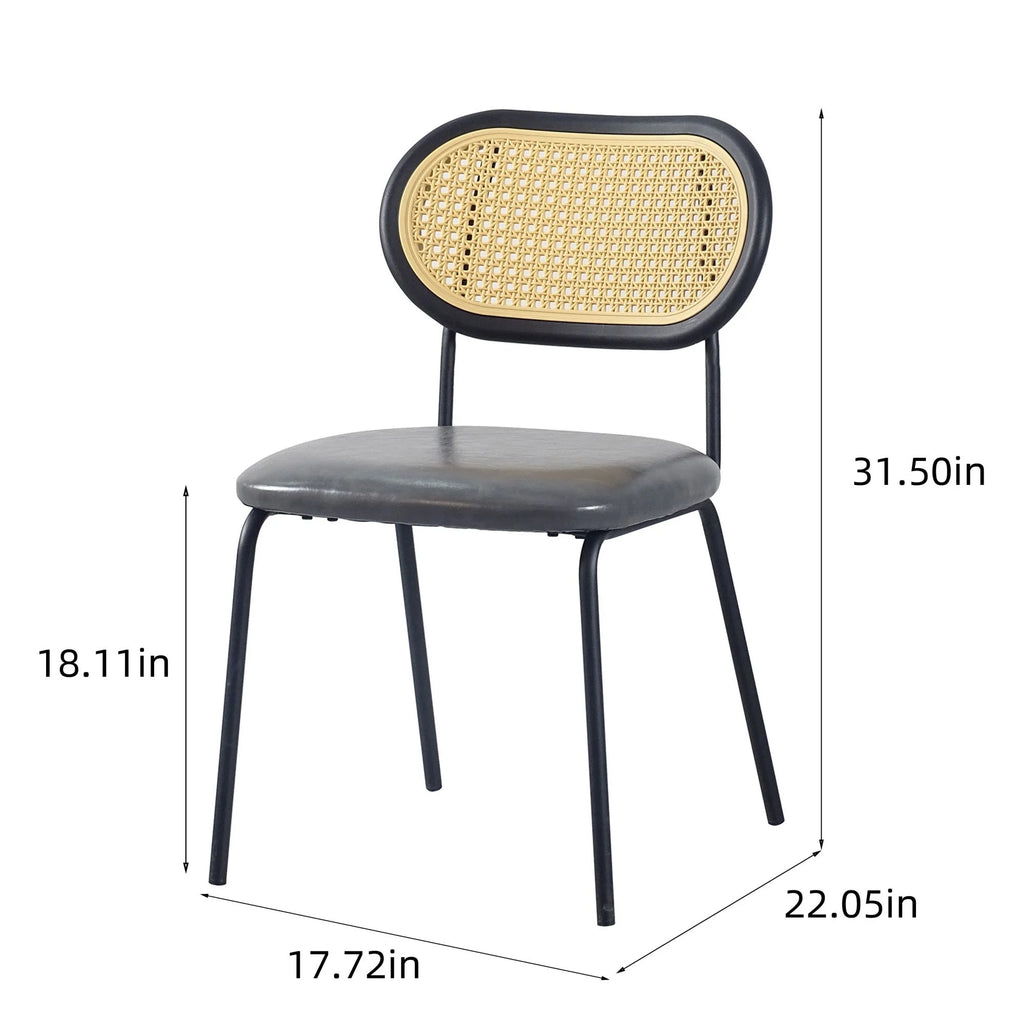 Light Gray Set of 4 Upholstered Dining Chairs with Black Metal Legs Y187820