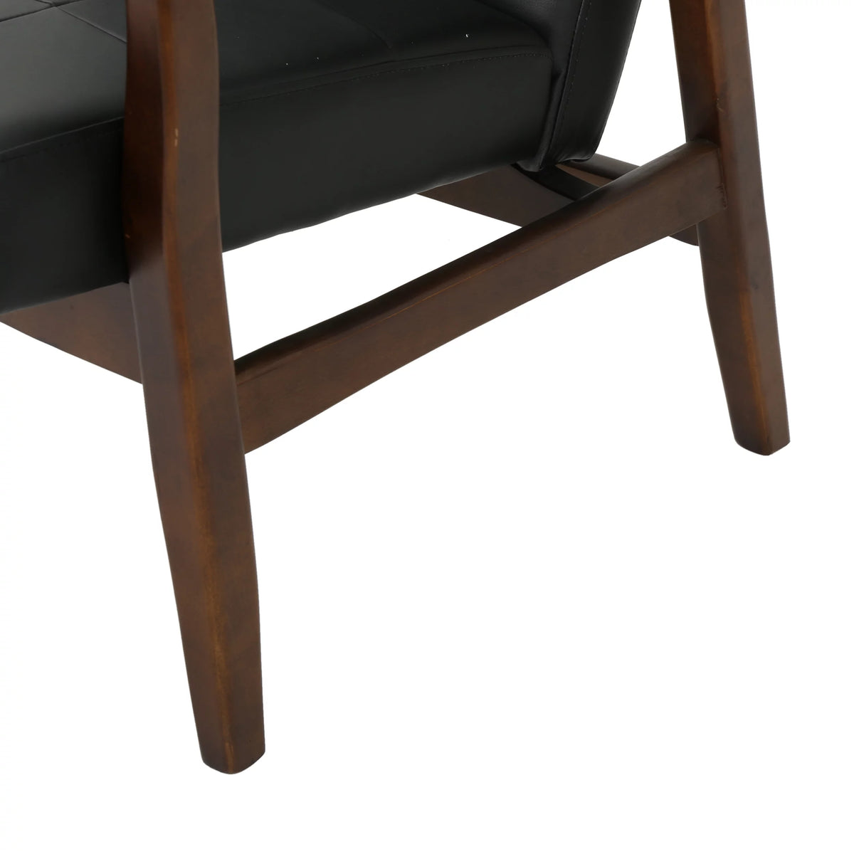 Mid Century Modern Faux Leather Club Chair with Wood Frame I936