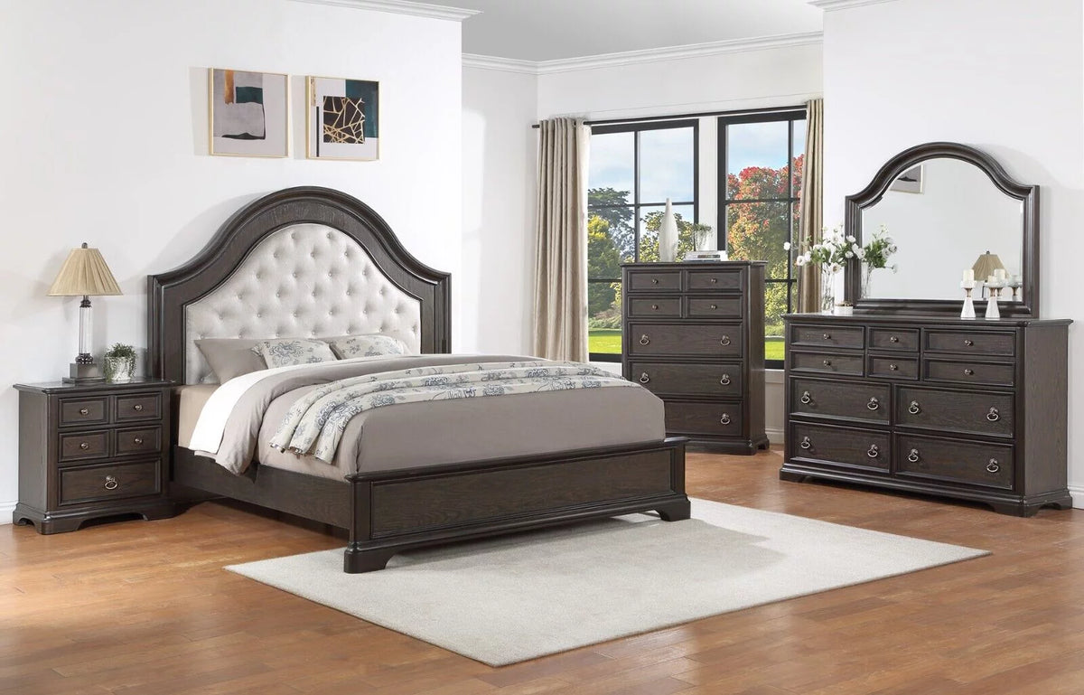 King Size Arched Panel Bed Storage Set L80052