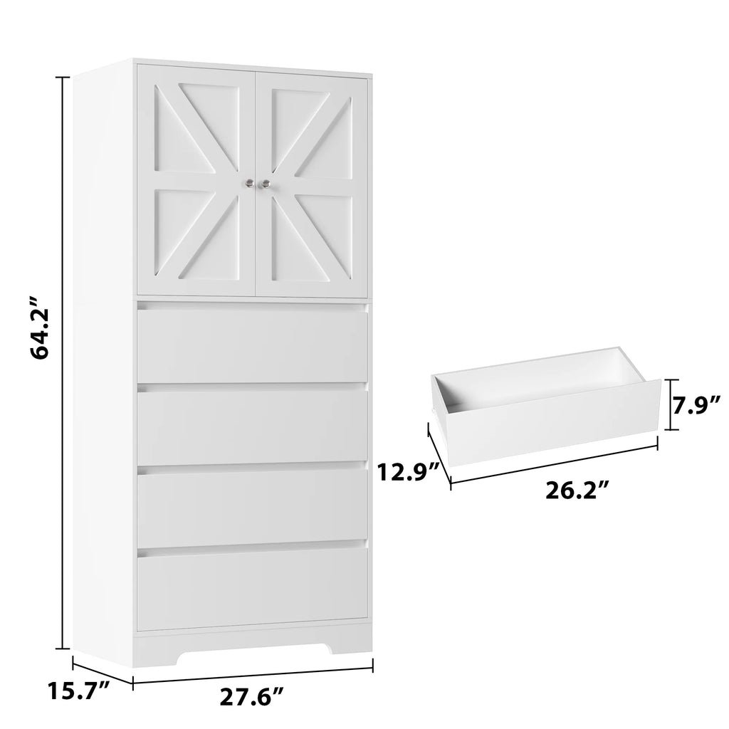 White 4 Drawer Wood Freestanding Storage Cabinet V428157