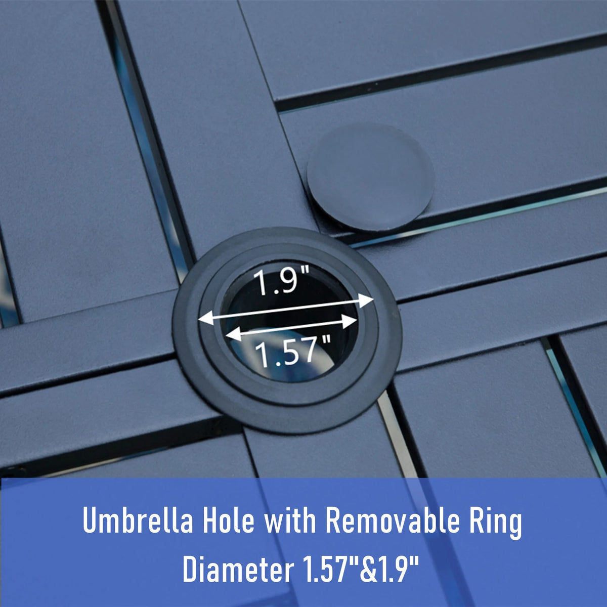 Black Round Outdoor Dining Table with Umbrella Hole K279