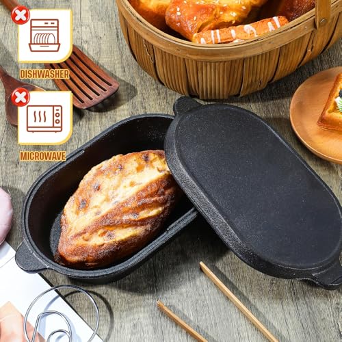 Pre-Seasoned Cast Iron Bread Pan with Lid 2.2QT J862