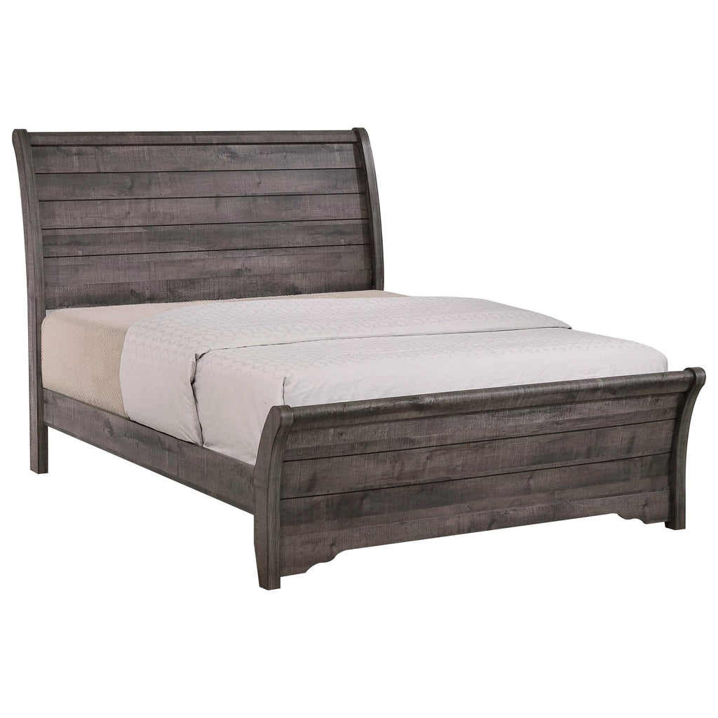 5pc Queen Size Bed Dresser Mirror Nightstand Set Wooden Furniture Gray Finish B9587