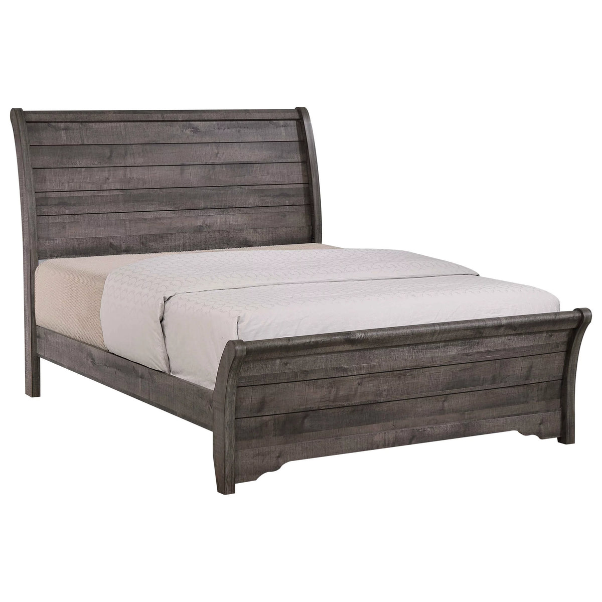 5pc Queen Size Bed Dresser Mirror Nightstand Set Wooden Furniture Gray Finish B9587