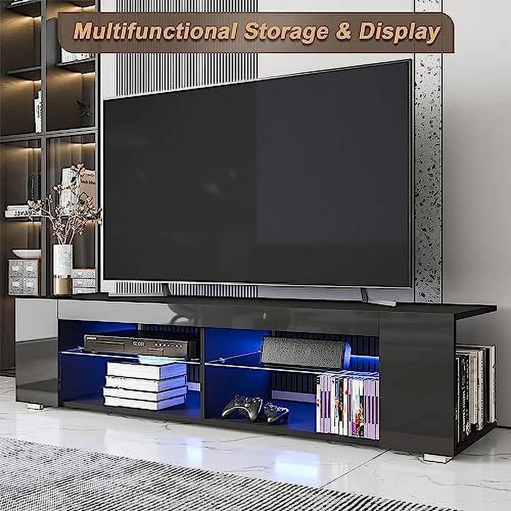 57 Inch LED TV Stand with Glass Shelves Z528301