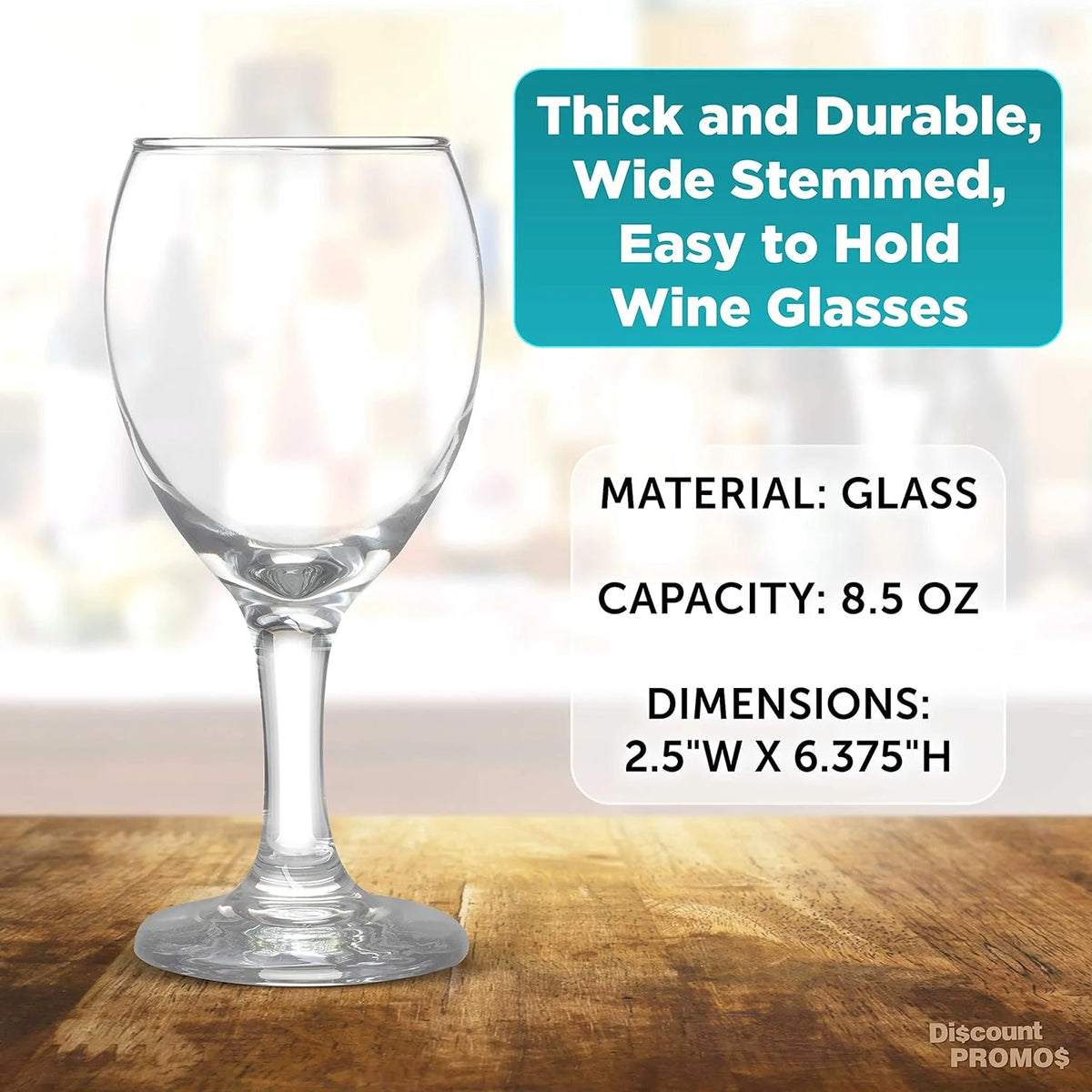 Clear 8.5 Oz Wine Glasses Set J1291
