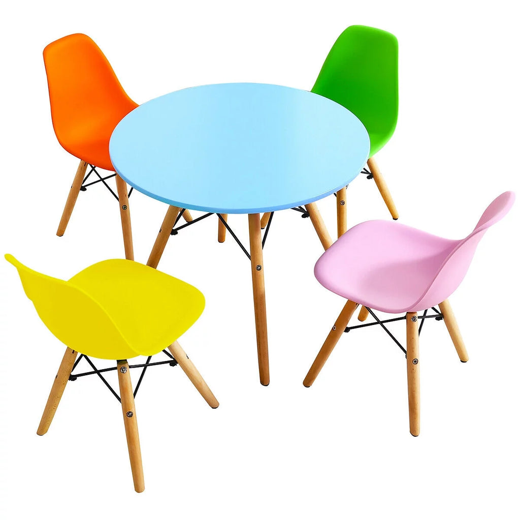 5 PC Kids Round Table Chair Set with 4 Armless Chairs A472